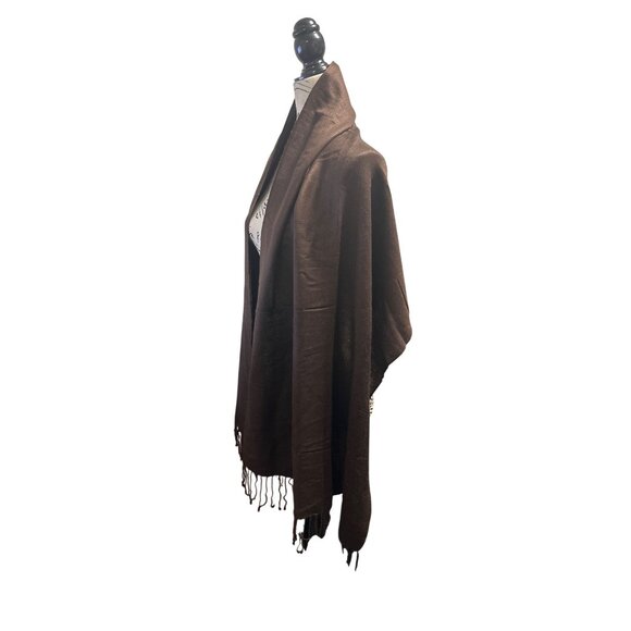Elegant Brown Pashmina Scarf Wrap With Fringe Detail Soft Lightweight Material V - Picture 2 of 7